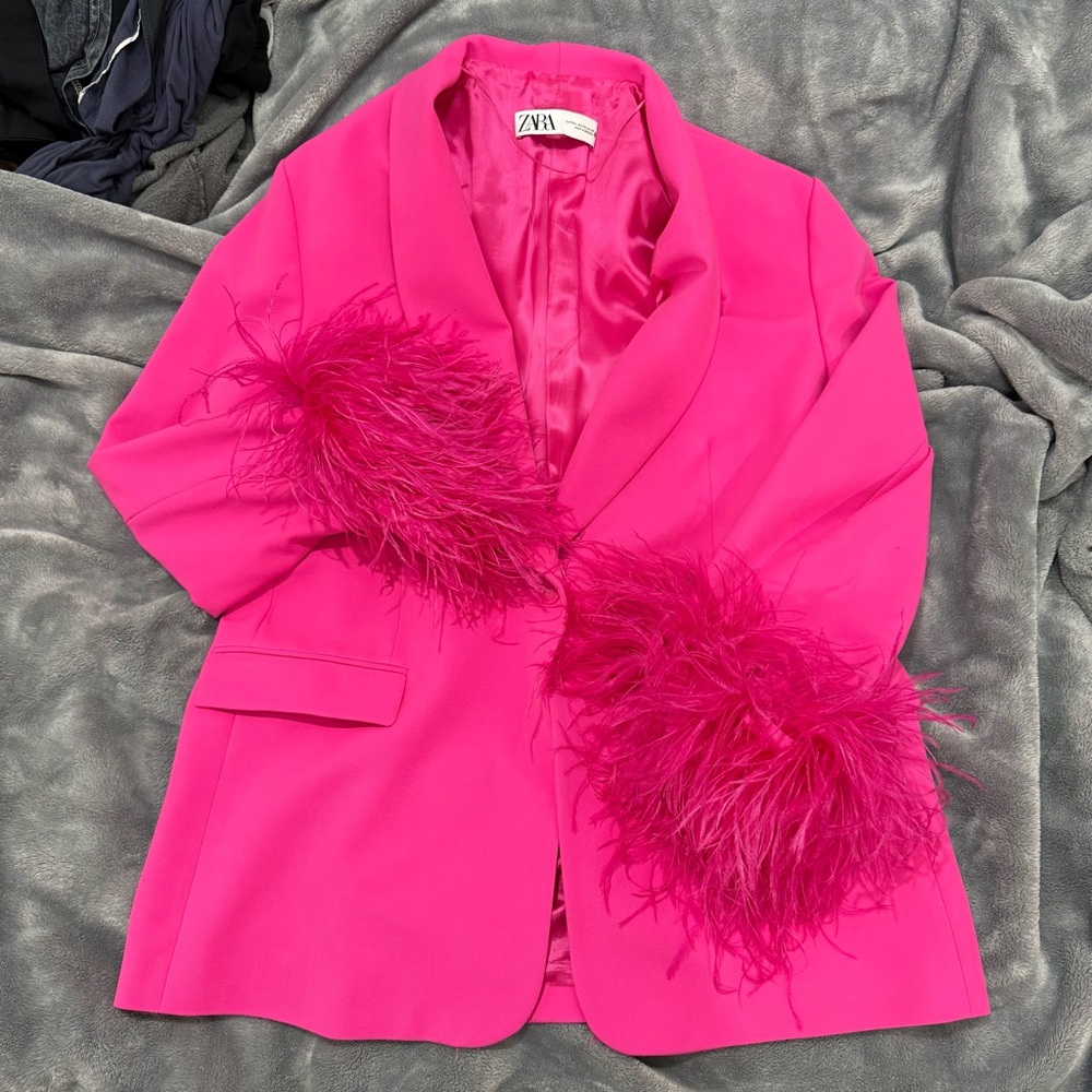 Zara Straight Cut Feather Blazer